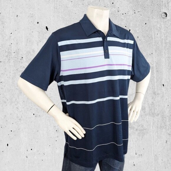 Nike Golf Polo Shirt Size XL Dri-Fit Blue Stripe - Picture 2 of 5